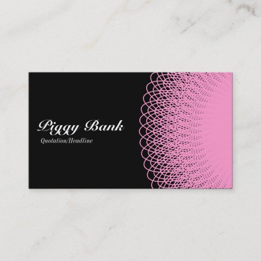 Carte De Visite Piggy Bank - Rose sur Noir (Devant)
