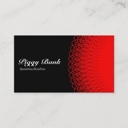 Carte De Visite Piggy Bank - Rouge sur Noir (Devant)
