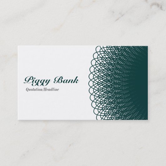 Carte De Visite Piggy Bank - Vert foncé et blanc (Devant)
