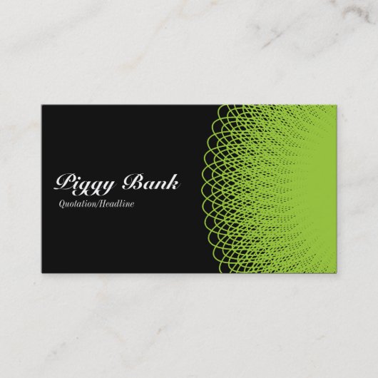 Carte De Visite Piggy Bank - Vert sur noir (Devant)