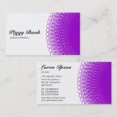 Carte De Visite Piggy Bank - violet et blanc (Devant / Derrière)