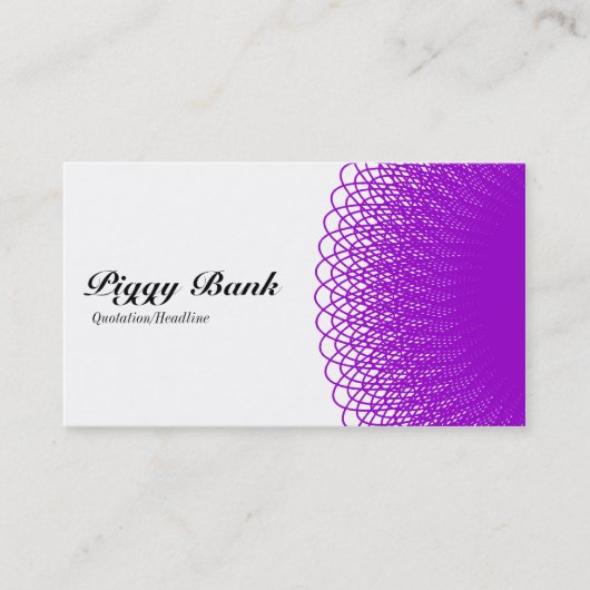 Carte De Visite Piggy Bank - violet et blanc (Devant)