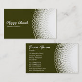 Carte De Visite Piggy Bank - White on Deep Olive 333300 (Devant / Derrière)