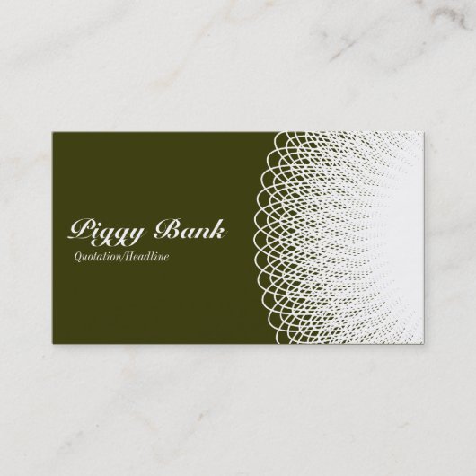 Carte De Visite Piggy Bank - White on Deep Olive 333300 (Devant)