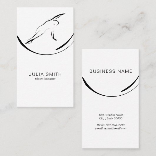 Carte De Visite Pilates Pose Côté Pli (Devant / Derrière)
