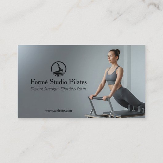 Carte De Visite Pilates Studio Business | Modern Gray Barcode (Dos)