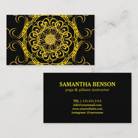 Carte De Visite Pilates Yoga Instructeur Mandala (Devant / Derrière)