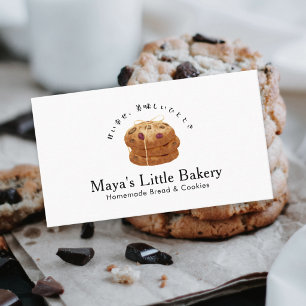 Carte De Visite Pile de biscuits rustique aquarelle Boulangerie