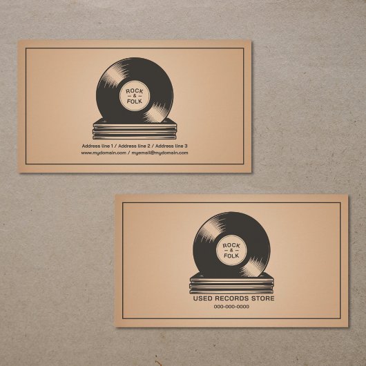 Carte De Visite Pile de disques vinyles