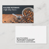 Carte De Visite Pile de fèves de café grillées sur la table (Devant / Derrière)