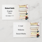 Carte De Visite Pile de livres. Tutor anglais. (Devant / Derrière)