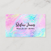 Carte De Visite Pile Iridescente Arc-en-ciel Leopard rose (Devant)