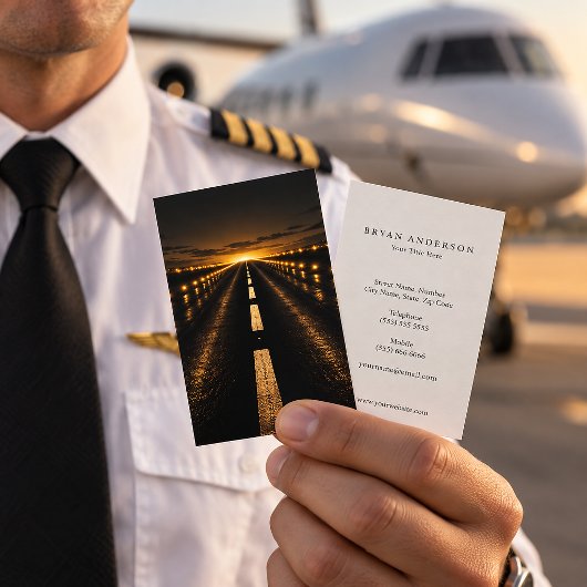 Carte de visite Pilot Night Runway