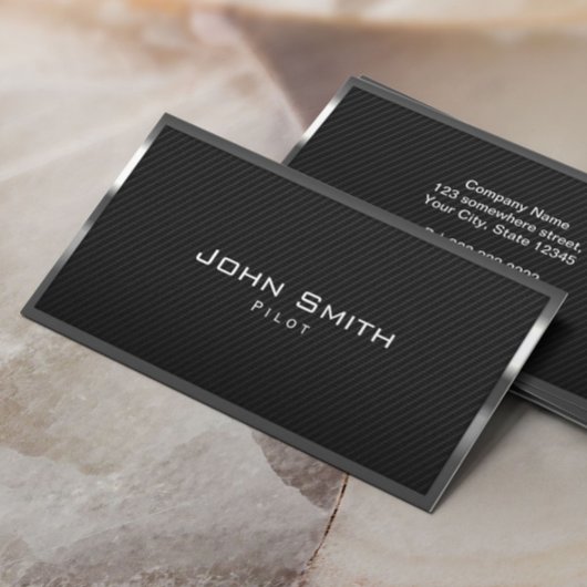 Carte De Visite Pilote Aviateur Fibre de carbone Cadre métallique 