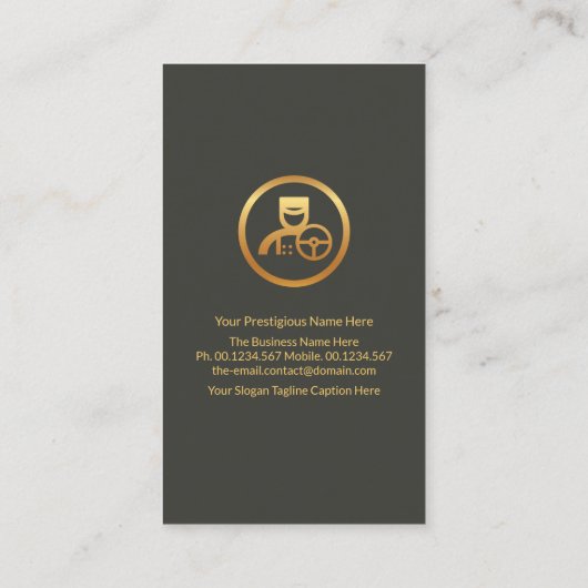 Carte De Visite Pilote Chauffeur Elegant Gold Vertical Lines (Dos)