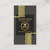 Carte De Visite Pilote Chauffeur Elegant Gold Vertical Lines (Devant)