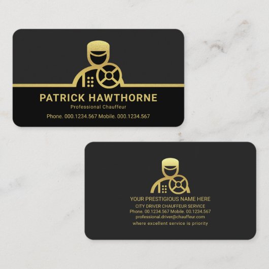 Carte De Visite Pilote Chauffeur Or Conduite de cadre (Devant / Derrière)