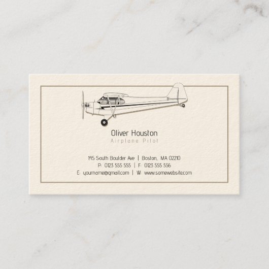 Carte De Visite Pilote d'avion | Aviation (Devant)
