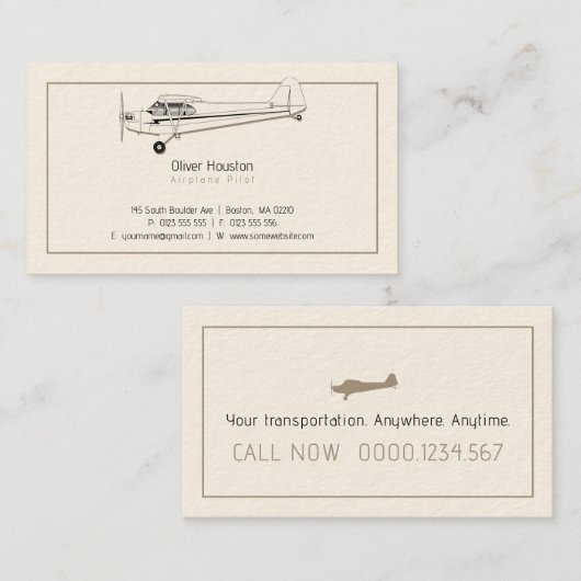 Carte De Visite Pilote d'avion | Aviation (Devant / Derrière)