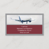 Carte De Visite Pilote d'avion commercial Red Wine (Devant)