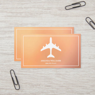Carte De Visite Pilote d'avion de ligne moderne blanc en jet
