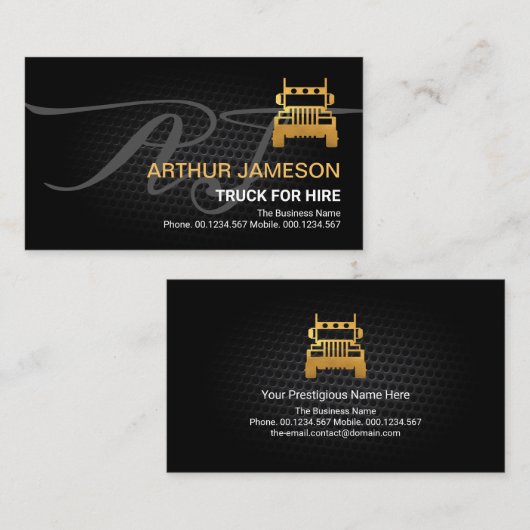 Carte De Visite Pilote de camion Vignette Gold Wire Mesh (Devant / Derrière)