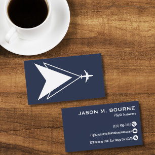 Carte De Visite Pilote de compagnie professionnelle bleu marine av