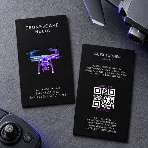 Carte De Visite Pilote de drone Photographie UAV Code QR Moderne N