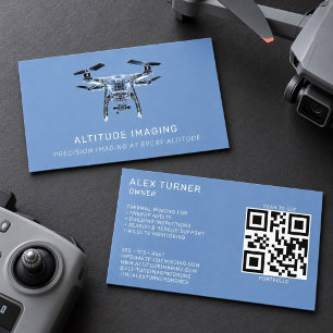 Carte De Visite Pilote de drone UAV Photographie Code QR Moderne B