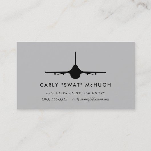 Carte De Visite Pilote de la vipère F-16 (Devant)