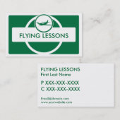 Carte de visite pilote de petit avion blanc vert (Devant / Derrière)