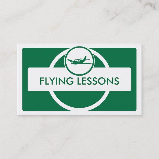 Carte de visite pilote de petit avion blanc vert (Devant)