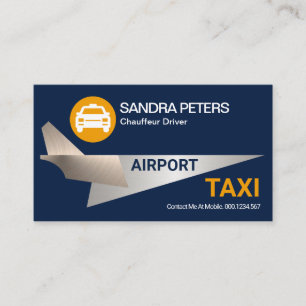 Carte De Visite Pilote de taxi de l'aéroport Cool Silver Jet