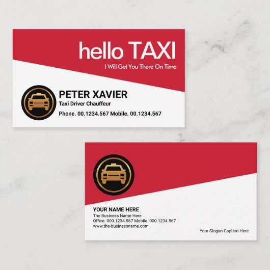 Carte De Visite Pilote de taxi du triangle de Taxi rouge exception (Devant / Derrière)