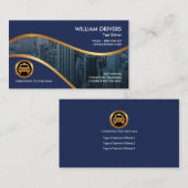 Carte De Visite Pilote de taxi Fringe Gold Double Blue Waves (Devant / Derrière)