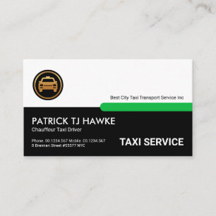 Carte De Visite Pilote de taxi pour tabulation verte en calques no