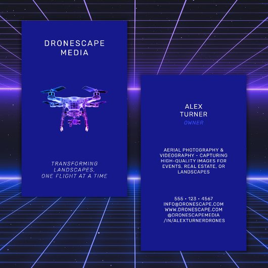 Carte De Visite Pilote drone UAV Photographie Vidéo moderne bleu