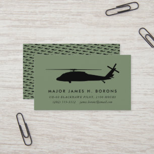 Carte De Visite Pilote militaire vert UH-60 Blackhawk