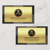 Carte De Visite Pilote monochrome Elegant Gold Layer Grey (Devant / Derrière)