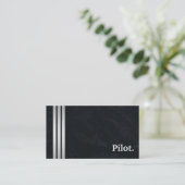 Carte De Visite Pilote noir et argent professionnel (Debout devant)