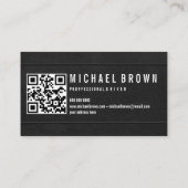 Carte De Visite Pilote noir minimaliste Gras Code QR moderne (Dos)