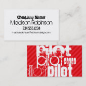 Carte De Visite Pilote; Rayures rouges écarlates (Devant / Derrière)