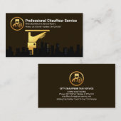 Carte De Visite Pilote Silhouette de plaque de service Gold Waiter (Devant / Derrière)