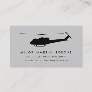 Carte de visite pilote UH-1 Huey avec motif