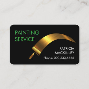 Carte De Visite Pinceau à rouleau en or simple peinture