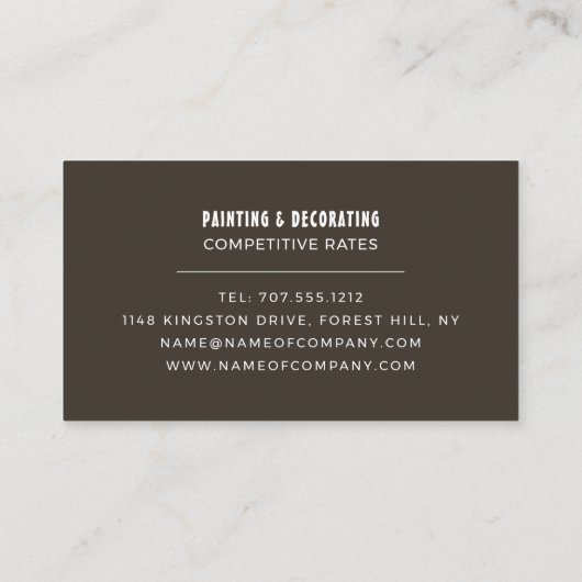 Carte De Visite Pinceau bleu, Peintre & Décorateur (Dos)