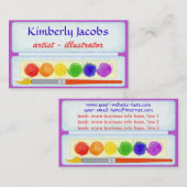 Carte De Visite Pinceau de couleur de palette de peinture (Devant / Derrière)