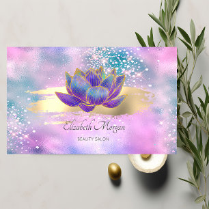 Carte De Visite Pinceau de lotus pailleté holographique élégant