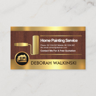 Carte De Visite Pinceau de peinture à rouleaux doré Peinture à la 