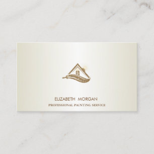 Carte De Visite Pinceau de toit de maison élégant à paillettes dor
